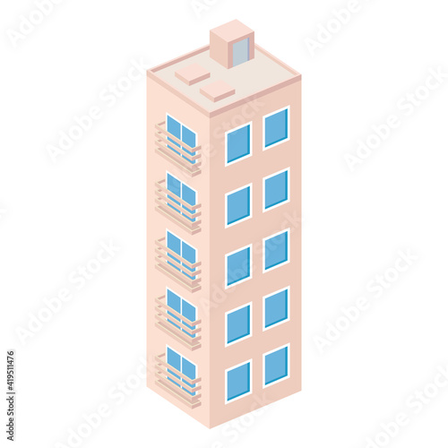 pink building isometric style icon