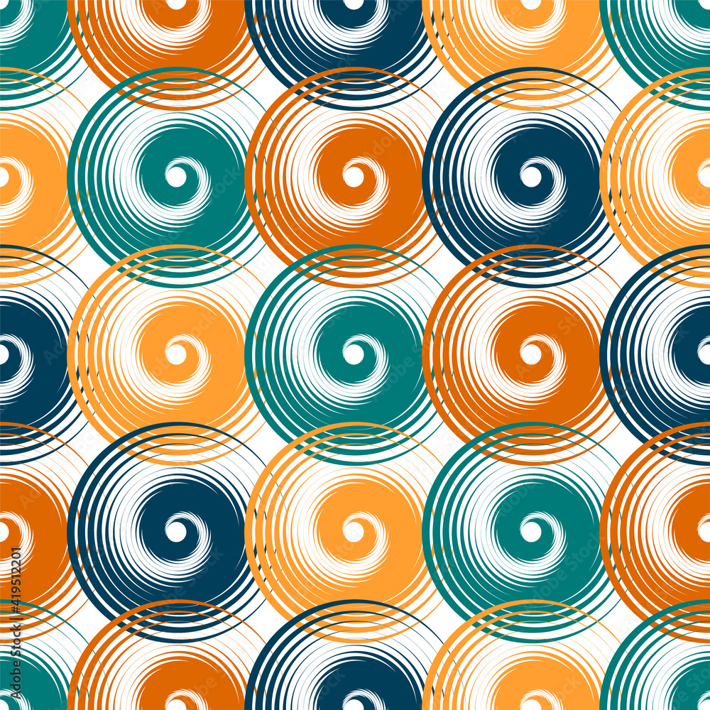Naklejka premium Spiral swirls complicated seamless pattern vector design.