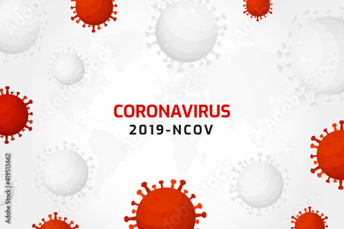 Red and white COVID background design. Bacteria cells background for Novel Coronavirus (2019-nCoV)
