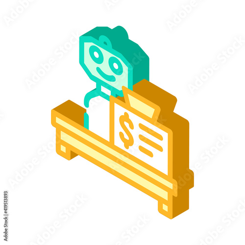 robot cashier isometric icon vector illustration sign