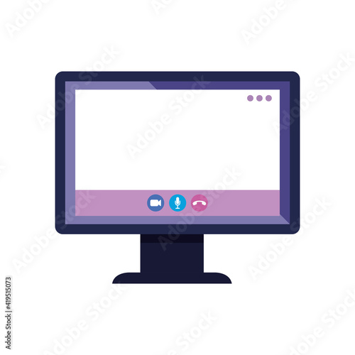 desktop with teleconference device icon