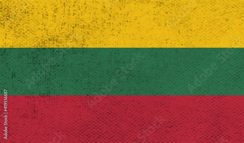 Grunge Lithuania flag. Lithuania flag with waving grunge texture. Vector background.