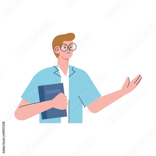 man with book avatar character