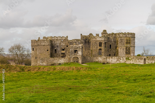 Carew castle in Pembrokeshire, wales, copyspace