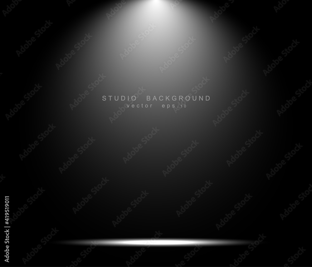 Empty black gradient studio room background. backdrop light inte Empty black gradient studio room background. backdrop light inte