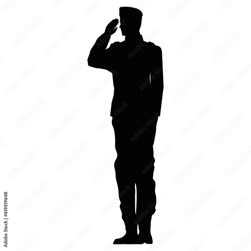 officer saludating character silhouette icon officer saludating character silhouette icon