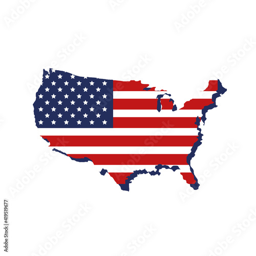 usa flag in map icon