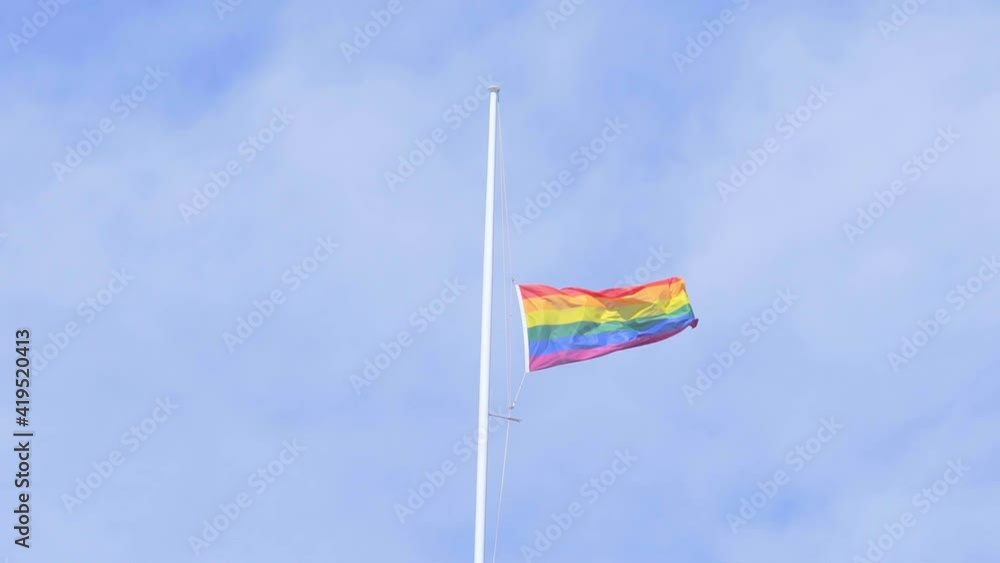 half-mast flag rainbow on the top of auckland war memorial museum half-mast flag rainbow on the top of auckland war memorial museum