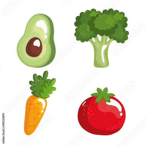 healthy vegetables food dieting icons