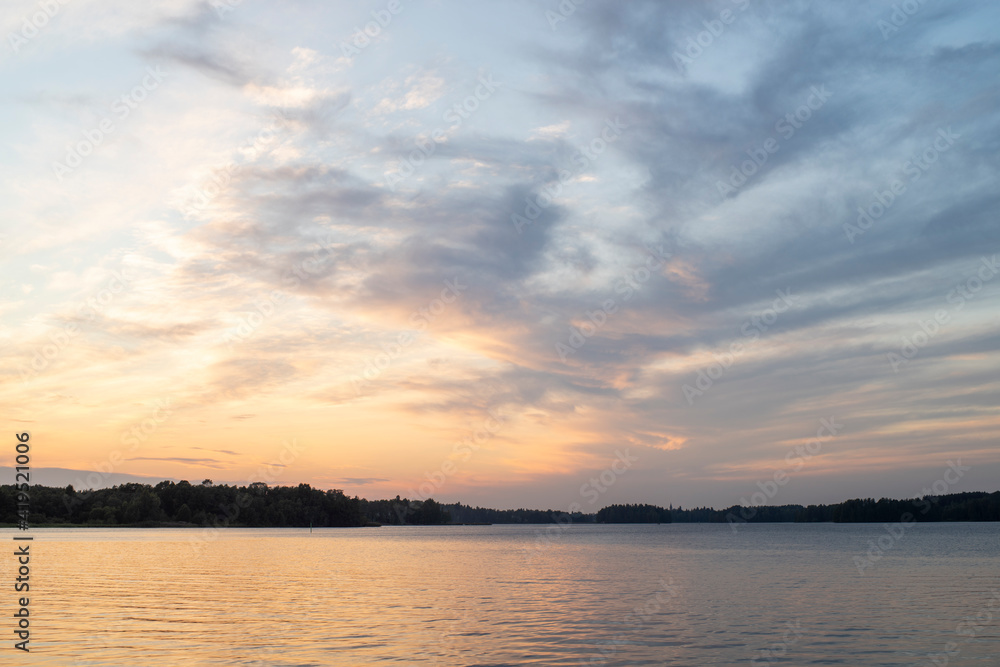 Sunset by lake
