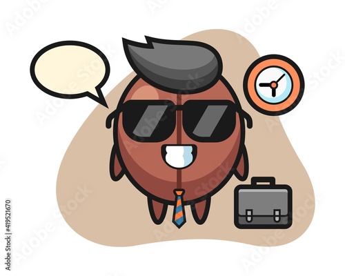 Coffee bean cartoon as a businessman