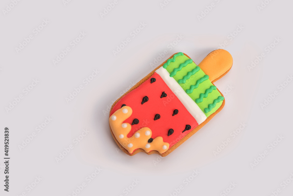 Colorful Ice cream popsicle on gray background. Summer concept. Colorful Ice cream popsicle on gray background. Summer concept.
