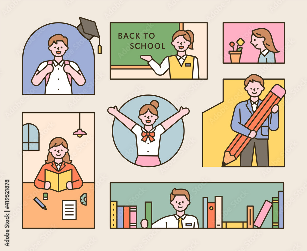 A Collection Of Students Wearing School Uniforms A Composition In premium-ai-image-students-wearing-school-uniforms-cartoon