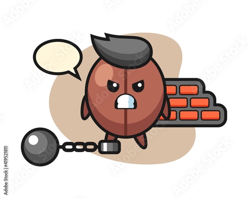 Coffee bean cartoon as a prisoner