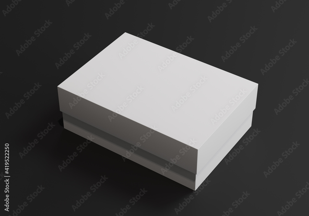 Empty white box on black background, 3d illustration. Empty white box on black background, 3d illustration.