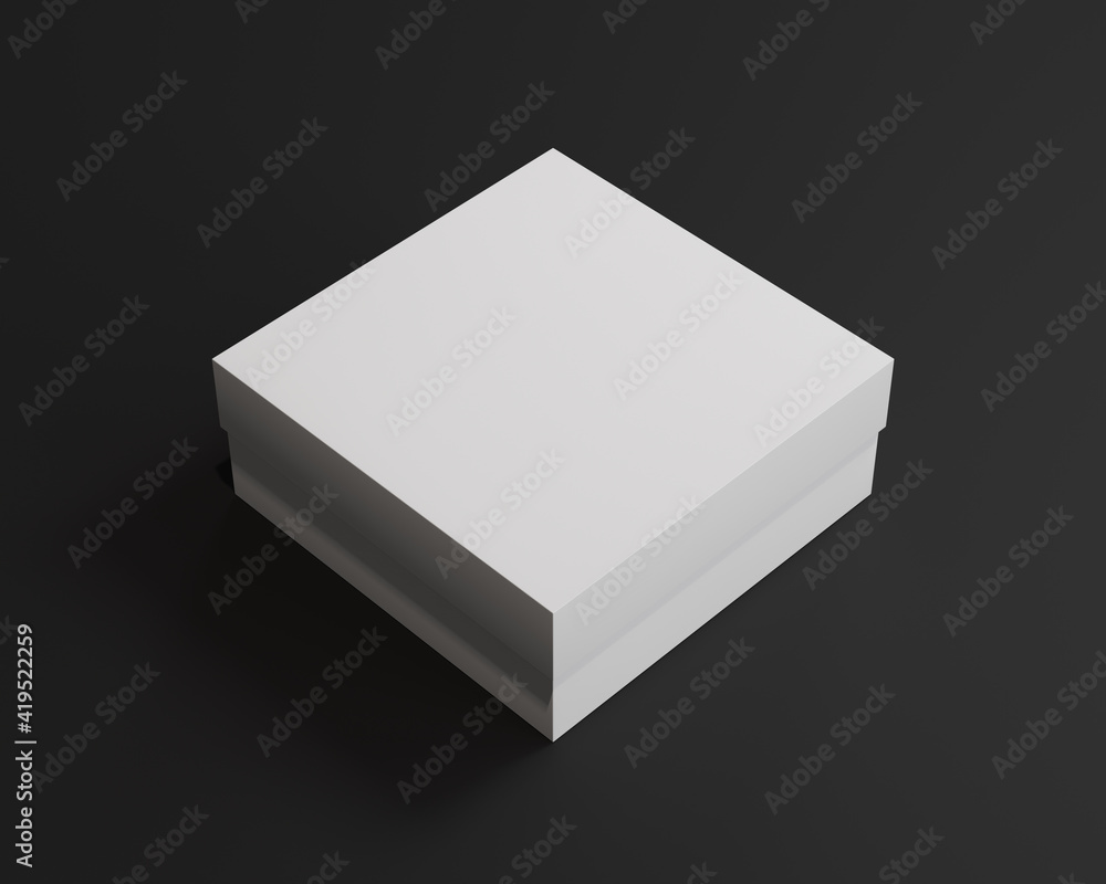 Empty white box on black background, 3d illustration. Empty white box on black background, 3d illustration.