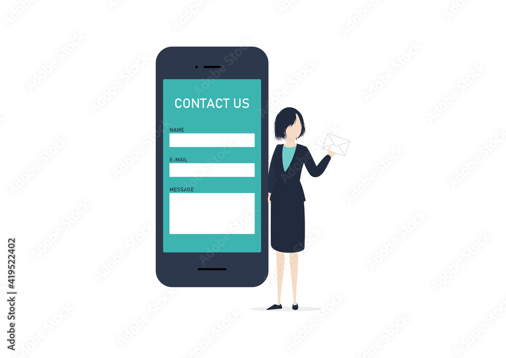 お問い合わせメールと女性のイラスト素材 Stock Vector Adobe Stock お問い合わせメールと女性のイラスト素材 Stock Vector Adobe Stock
