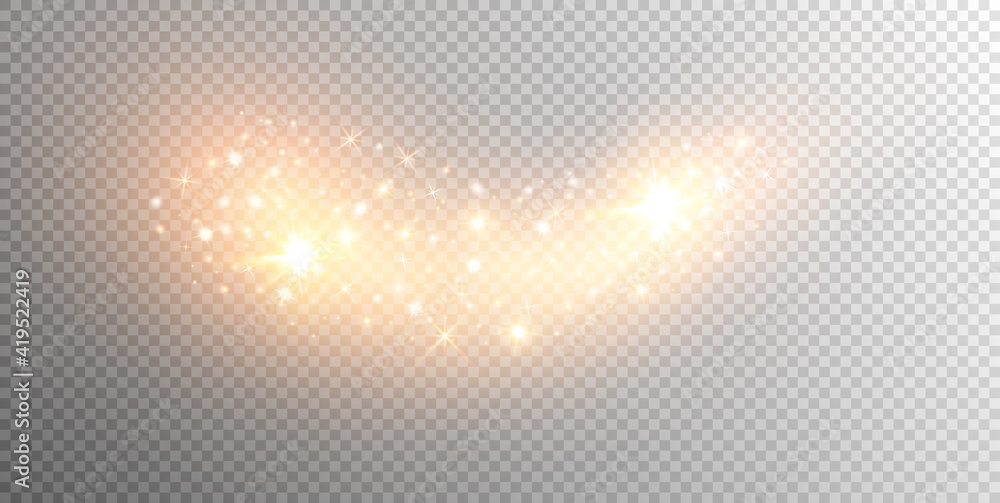 Glowing light effect with many glitter particles isolated on transparent background. Vector starry cloud with dust. Magic christmas decoration Glowing light effect with many glitter particles isolated on transparent background. Vector starry cloud with dust. Magic christmas decoration