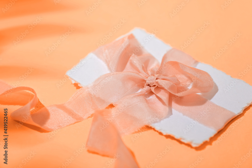 Bridal invitation card in an envelope with silk ribbon Bridal invitation card in an envelope with silk ribbon