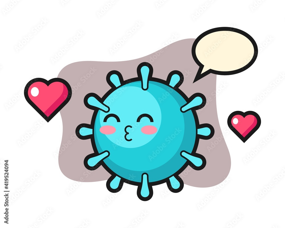 Virus cartoon with kissing gesture Virus cartoon with kissing gesture