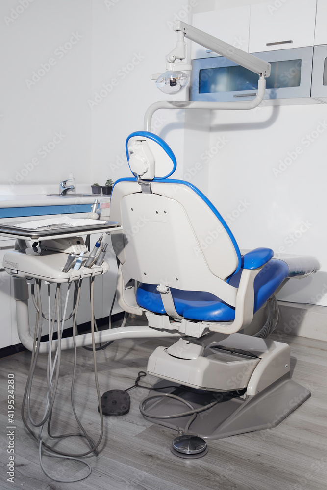 Dental office seen from the back of the chair
