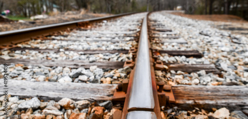 Empty railroad train tracks