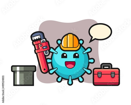 Virus cartoon as a plumber