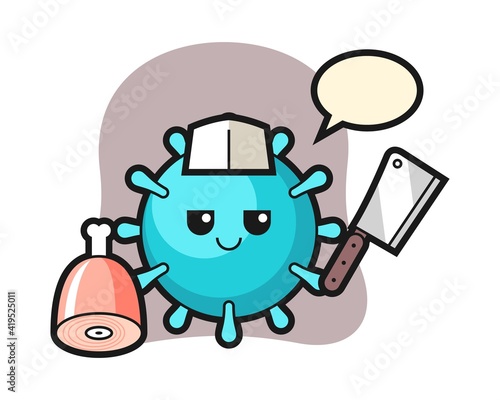 Virus cartoon as a butcher