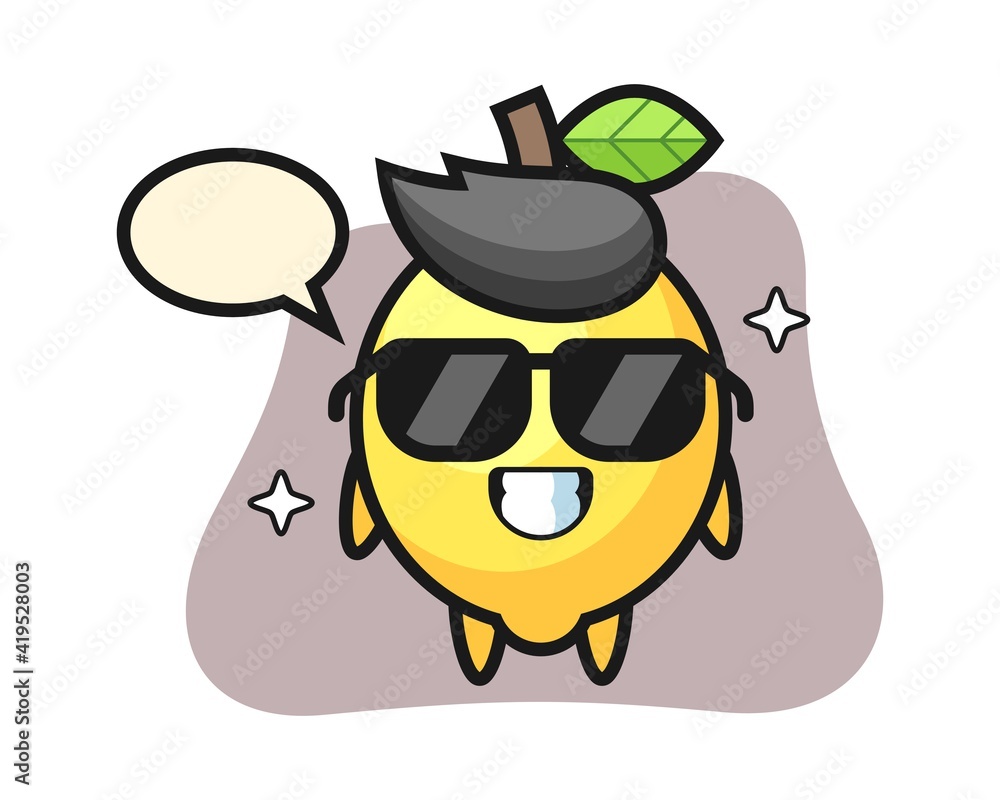 Cartoon mascot of lemon with cool gesture Cartoon mascot of lemon with cool gesture