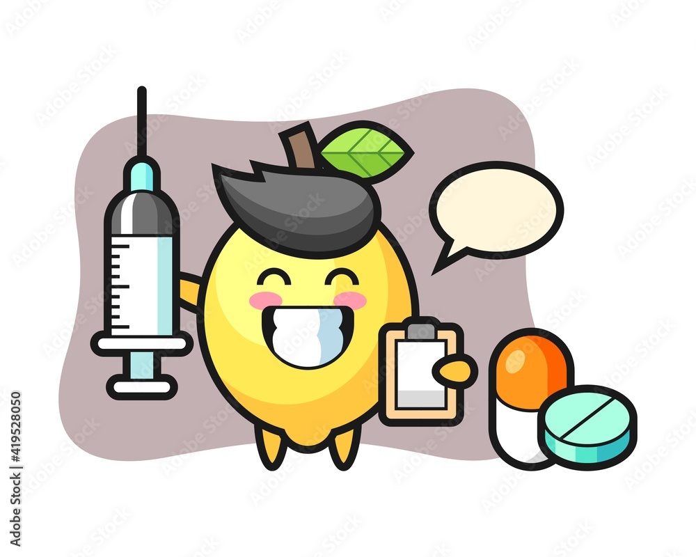 Mascot illustration of lemon as a doctor Mascot illustration of lemon as a doctor