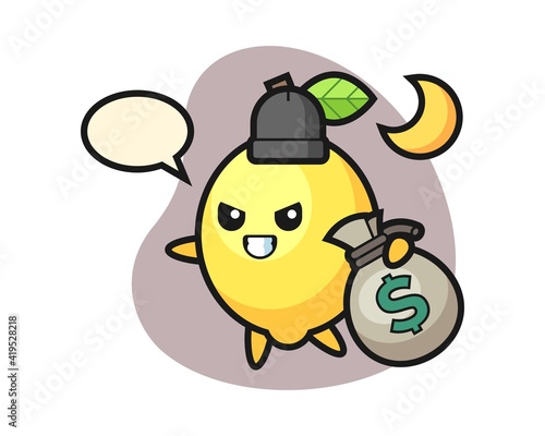 Illustration of lemon cartoon is stolen the money