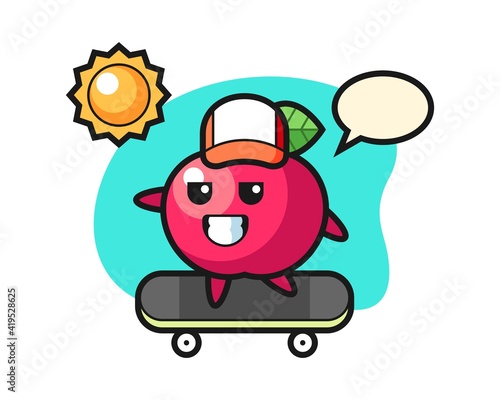 Apple character illustration ride a skateboard