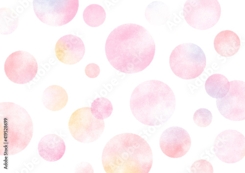 水彩テクスチャの水玉柄背景 ピンク