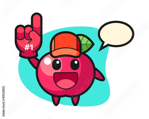 Apple illustration cartoon with number 1 fans glove