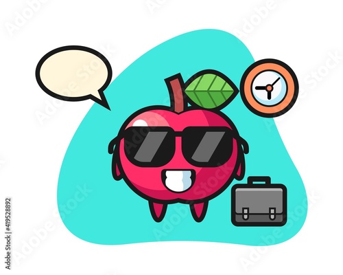 Cartoon illustration of apple as a businessman