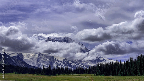 time clouds over the mountains