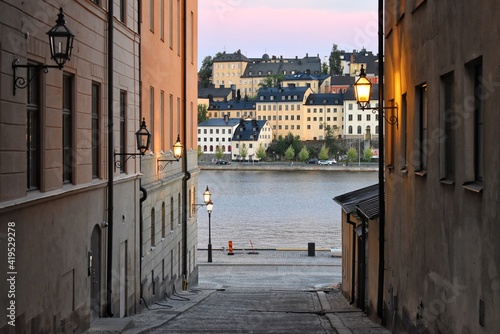 Mariahissen is a building in the neighborhood of Lappskon Greater and a now-lifted elevator at Söder Mälarstrand 21 in Södermalm, Stockholm, SWEDEN. View from Riddarholmen Church. photo