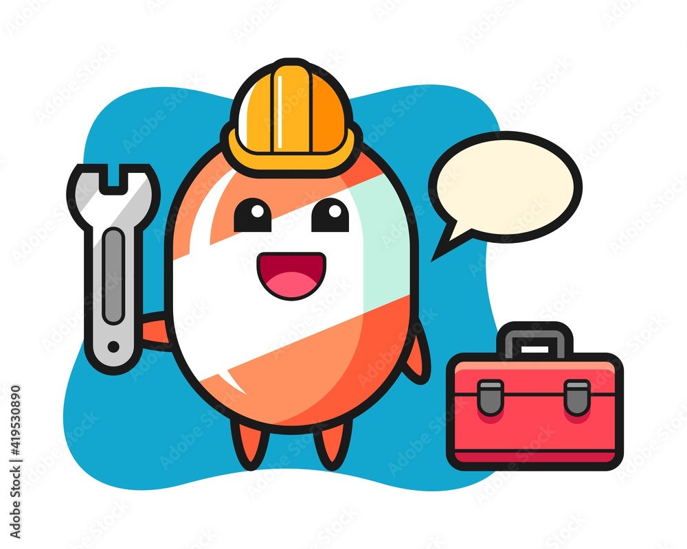 Mascot cartoon of candy as a mechanic Mascot cartoon of candy as a mechanic