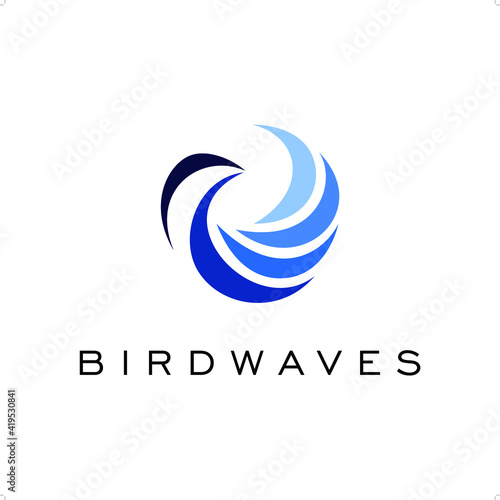 Bird wave logo template