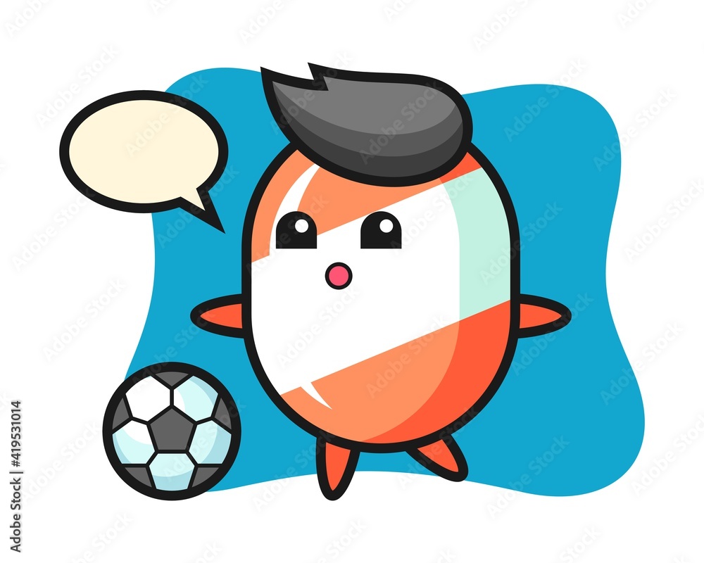 Illustration of candy cartoon is playing soccer Illustration of candy cartoon is playing soccer