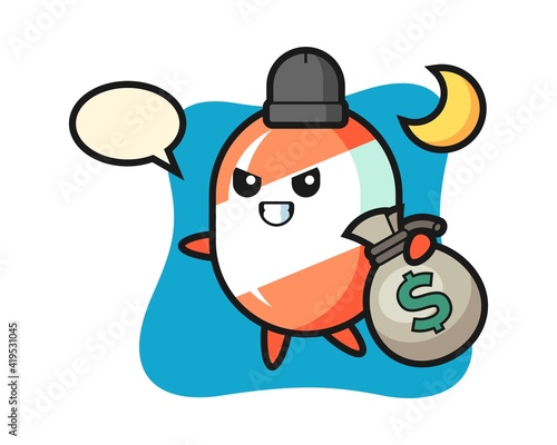 Illustration of candy cartoon is stolen the money