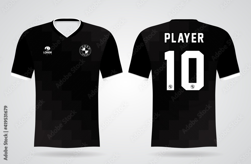 black sports jersey template for team uniforms and Soccer t shirt design  Stock Vector