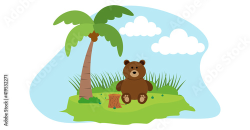 Bear Vector Cute Animals in Cartoon Style  Wild Animal  Designs for Baby clothes. Hand Drawn Characters