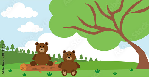 Bear Vector Cute Animals in Cartoon Style  Wild Animal  Designs for Baby clothes. Hand Drawn Characters