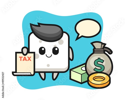 Character cartoon of sugar cube as a accountant