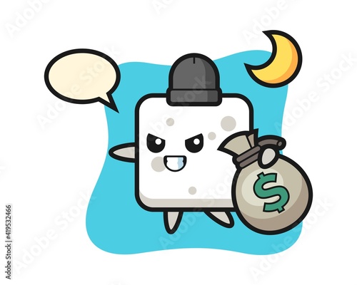 Illustration of sugar cube cartoon is stolen the money