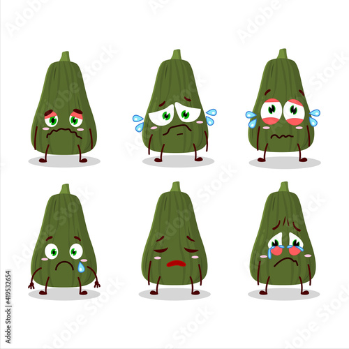 Squash cartoon in character with sad expression