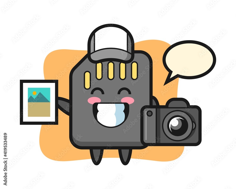 Character Illustration of SD card as a photographer Character Illustration of SD card as a photographer
