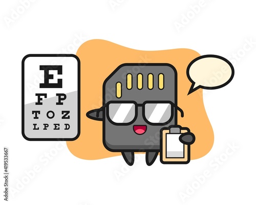 Illustration of SD card mascot as a ophthalmology