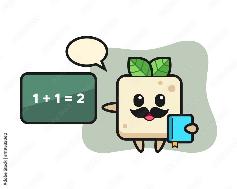 Illustration of tofu character as a teacher Illustration of tofu character as a teacher